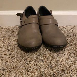 Born leather ankle boot, women’s 8.5, gray and black